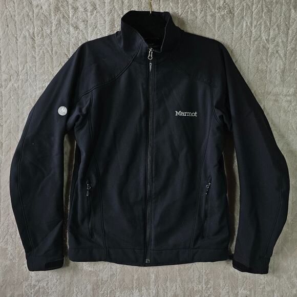 Marmot Gore Windstopper Softshell Jacket Mens S Black Minimal Outdoors Lined - Picture 1 of 9